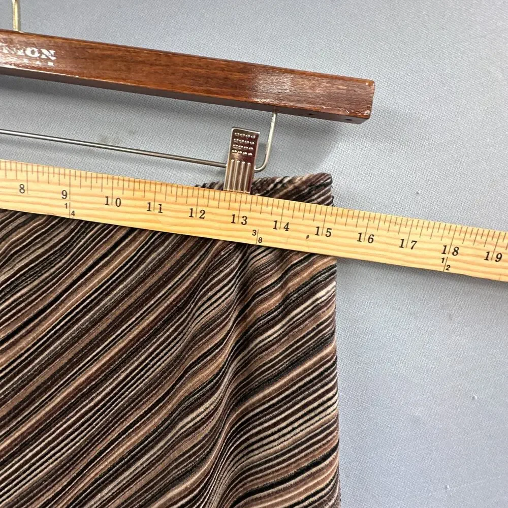 VTG Nine West Corduroy Skirt 8 Striped A-line Midi Brown boho Academia Hipster